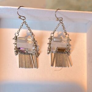 Dangly gold, crystal and purple earrings
